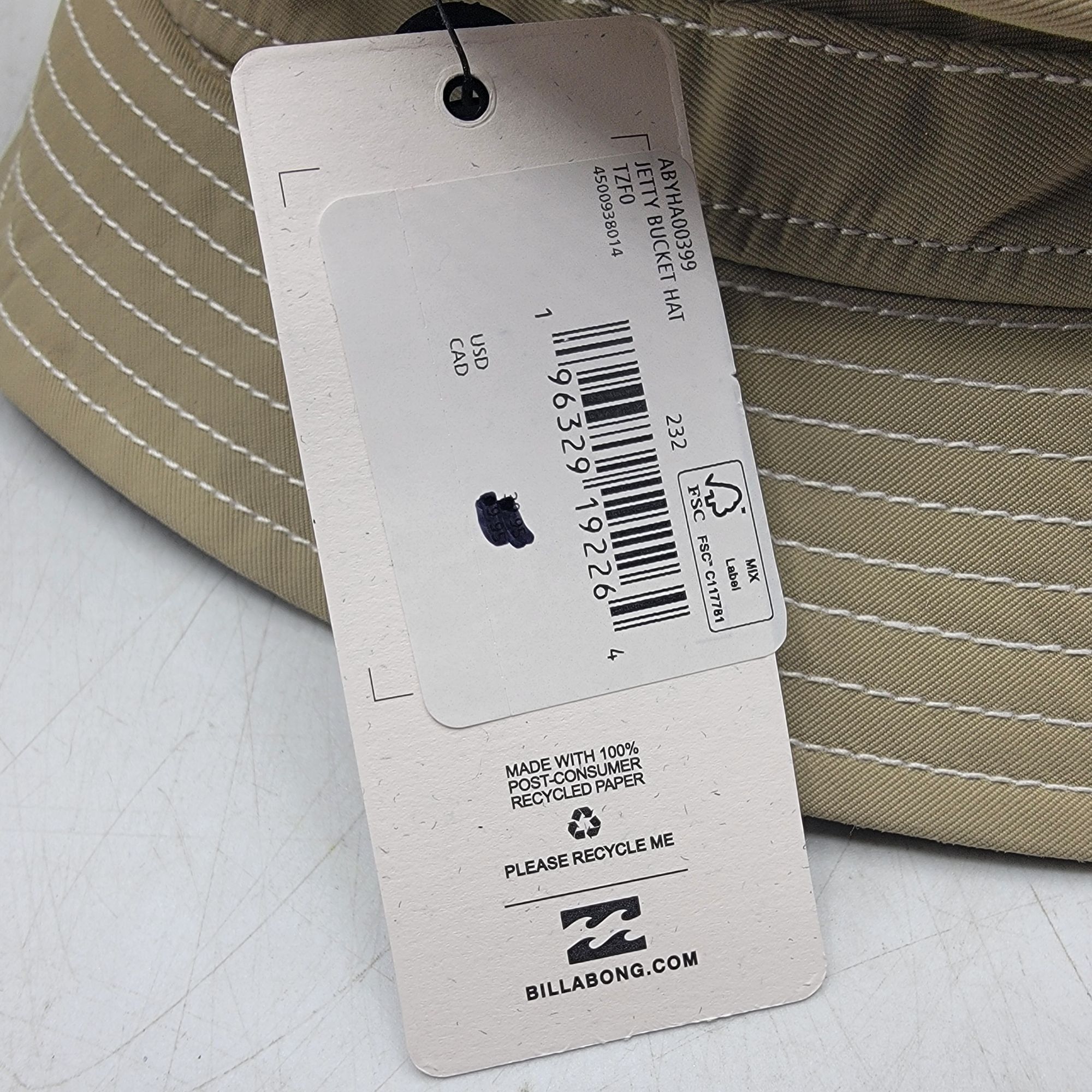 Billabong Billabong Jetty Mens Bucket Hat Beige Outdoor Summer Casual Size ONE SIZE - 6 Thumbnail