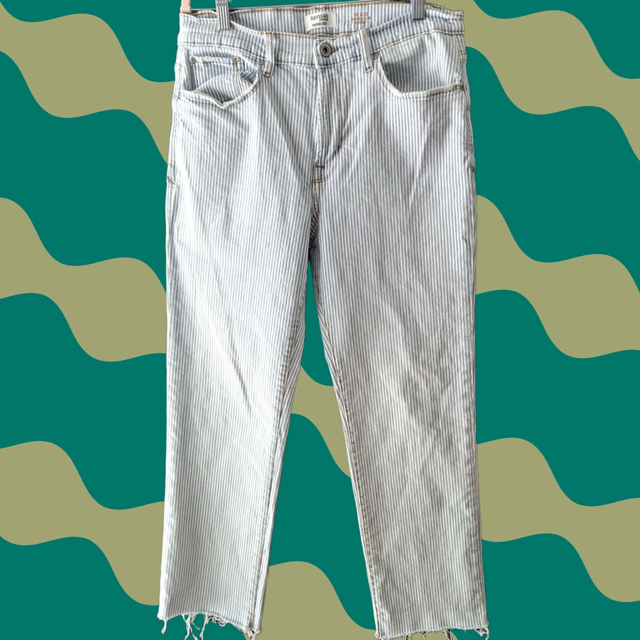 Vintage Kensie Jeans Womens The Allie High Rise Slim Straight Ankle Striped Denim 8/29 Size 29" - 1 Thumbnail