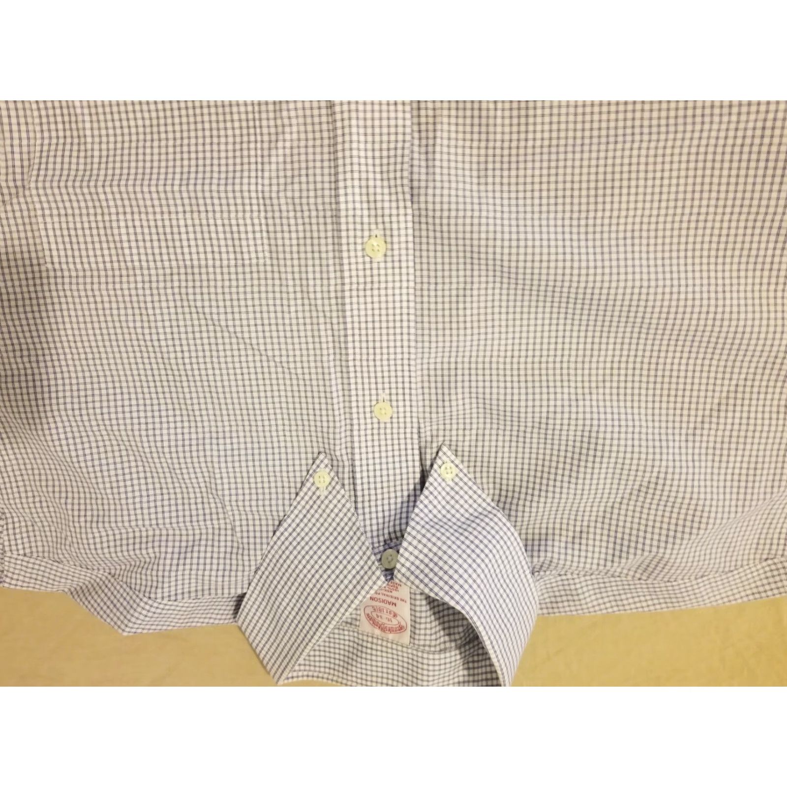 Brooks Brothers Mens Brooks Brothers Dress Shirt 16 34 Blue White Cotton Button Docked for Regular Fit Size 16 Color Blue Mens Size 42R - 2 Thumbnail