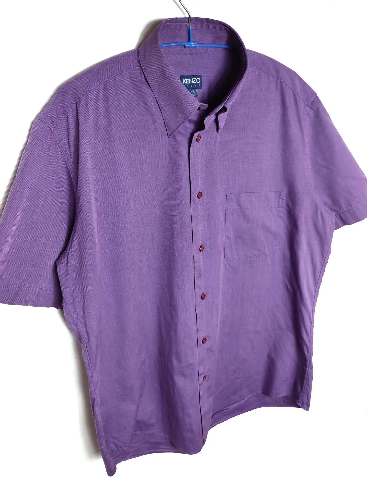 Designer × Kenzo × Vintage Kenzo Homme Purple Short sleeve button shirt Size US M / EU 48-50 / 2 - 1 Thumbnail