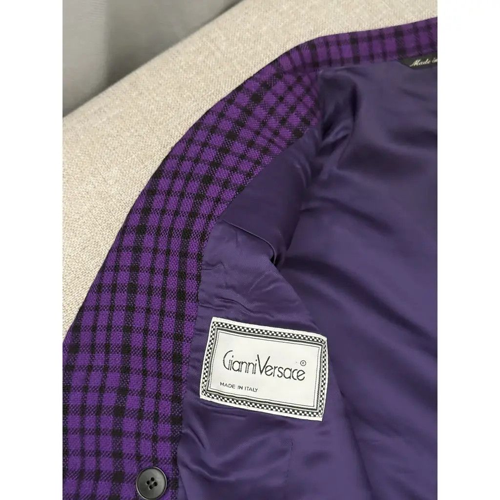 Other Gianni Versace Purple Check Double-Breasted Blazer IT42 Size M / US 6-8 / IT 42-44 - 6 Thumbnail