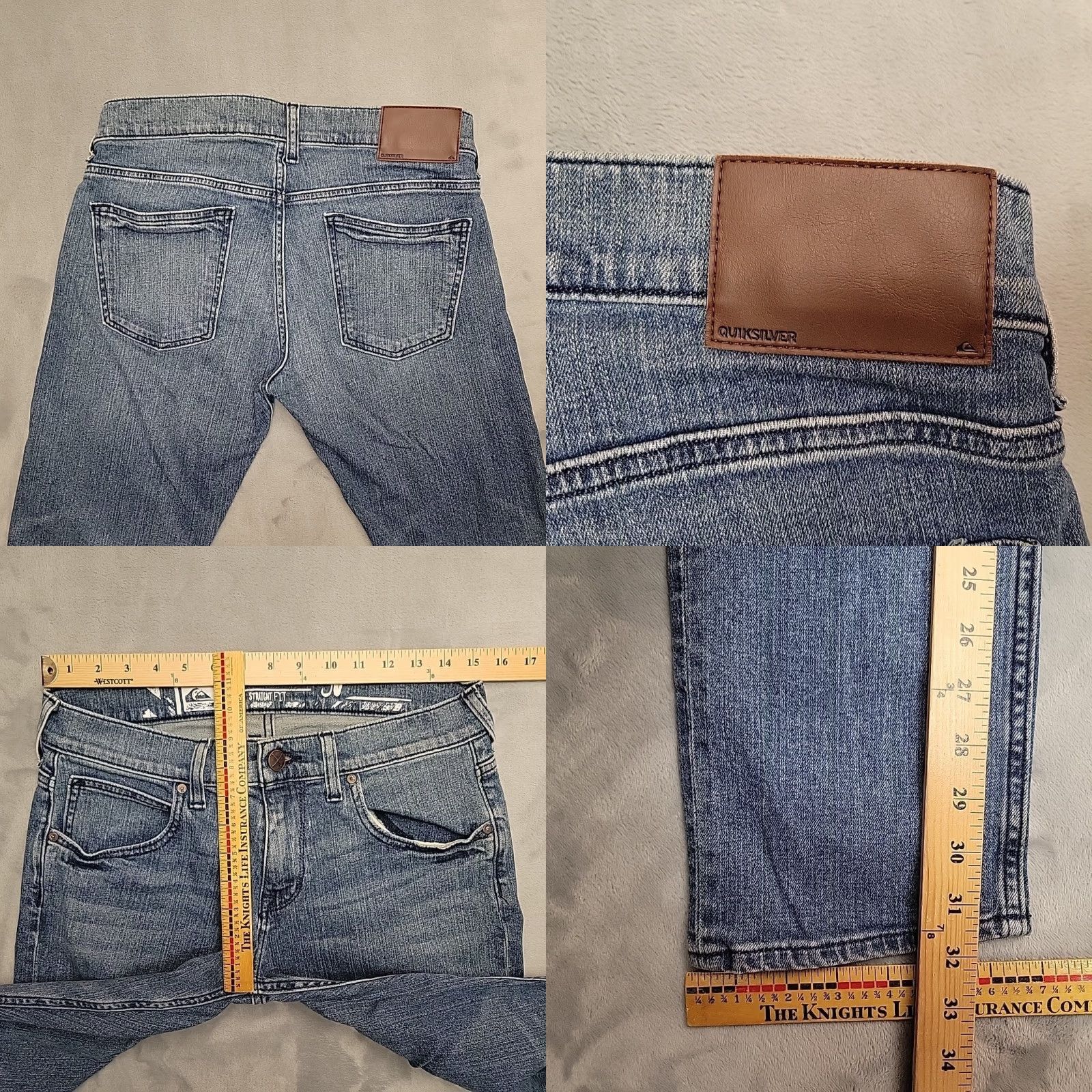 Quiksilver Quiksilver Jeans Men 30 Faded Blue Denim Straight Fit Stretch Casual Retro Skate Jeans Size US 30 / EU 46 - 8 Thumbnail