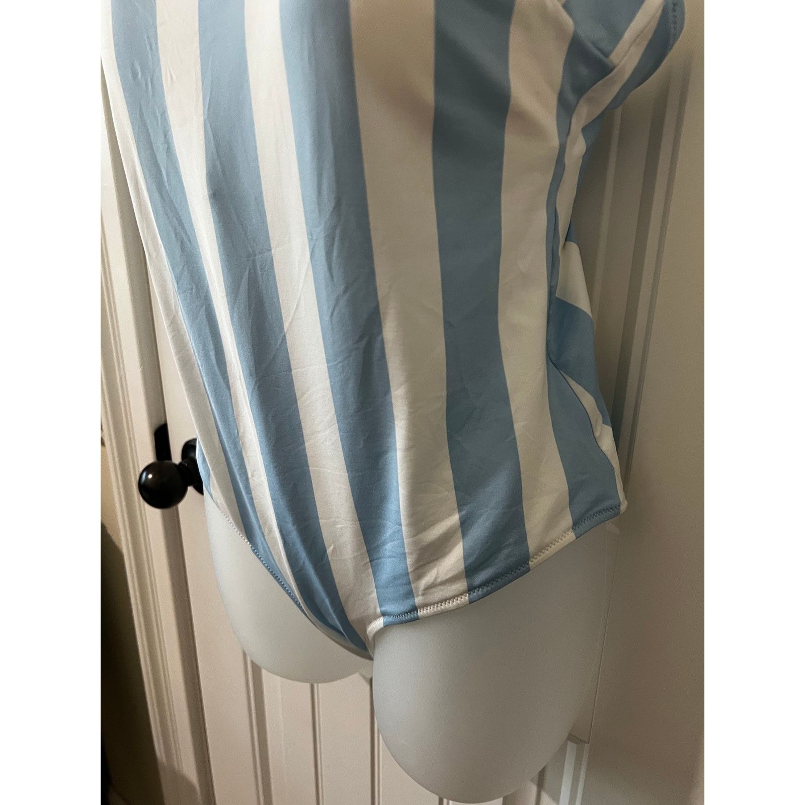 H&M one piece swimsuit swimwear Light blue/White striped padded Size XL / US 12-14 / IT 48-50 - 7 Thumbnail