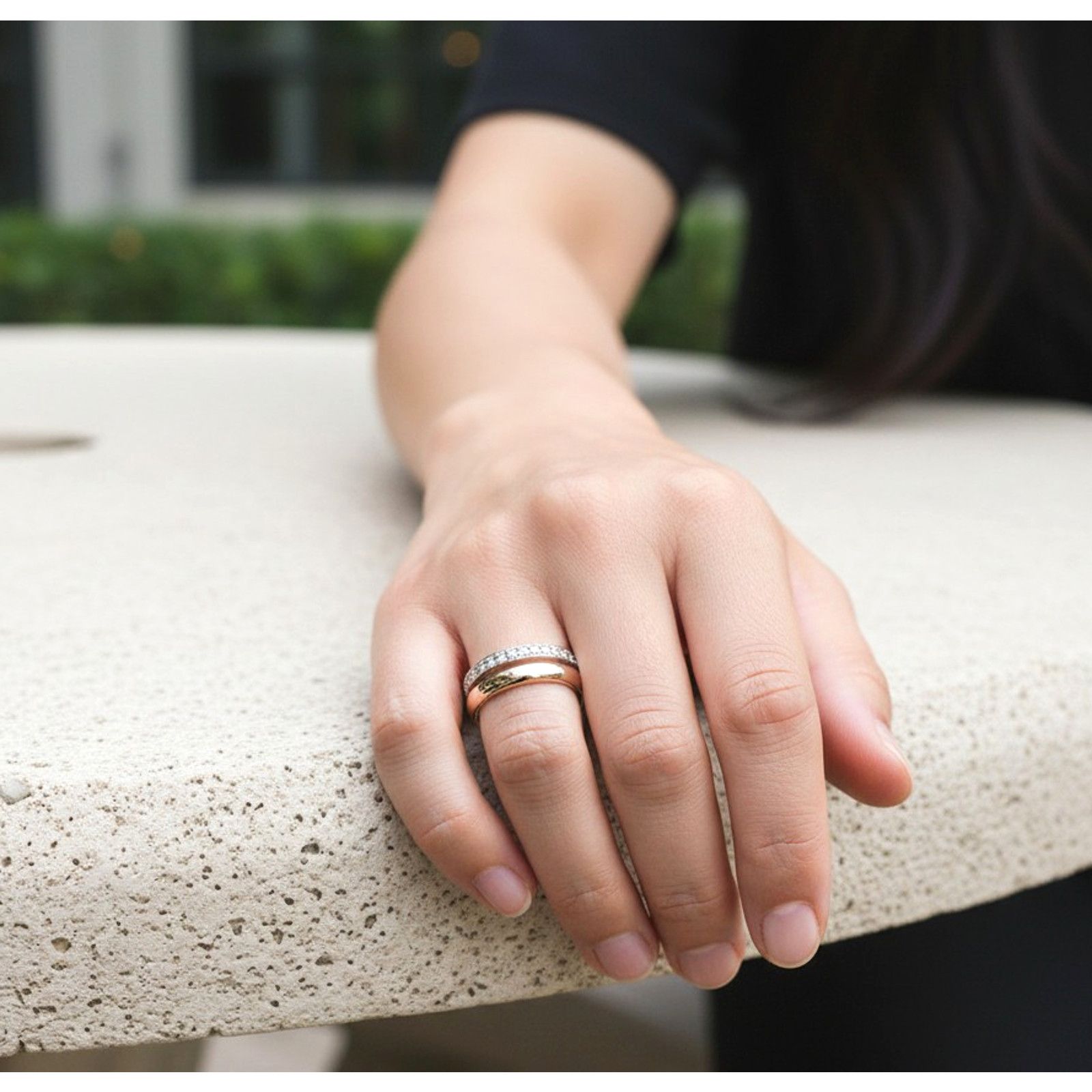 Brighton BRIGHTON Two-Tone Two-Piece Crystal Stacking Ring Set Size 9 Size ONE SIZE - 1 Thumbnail