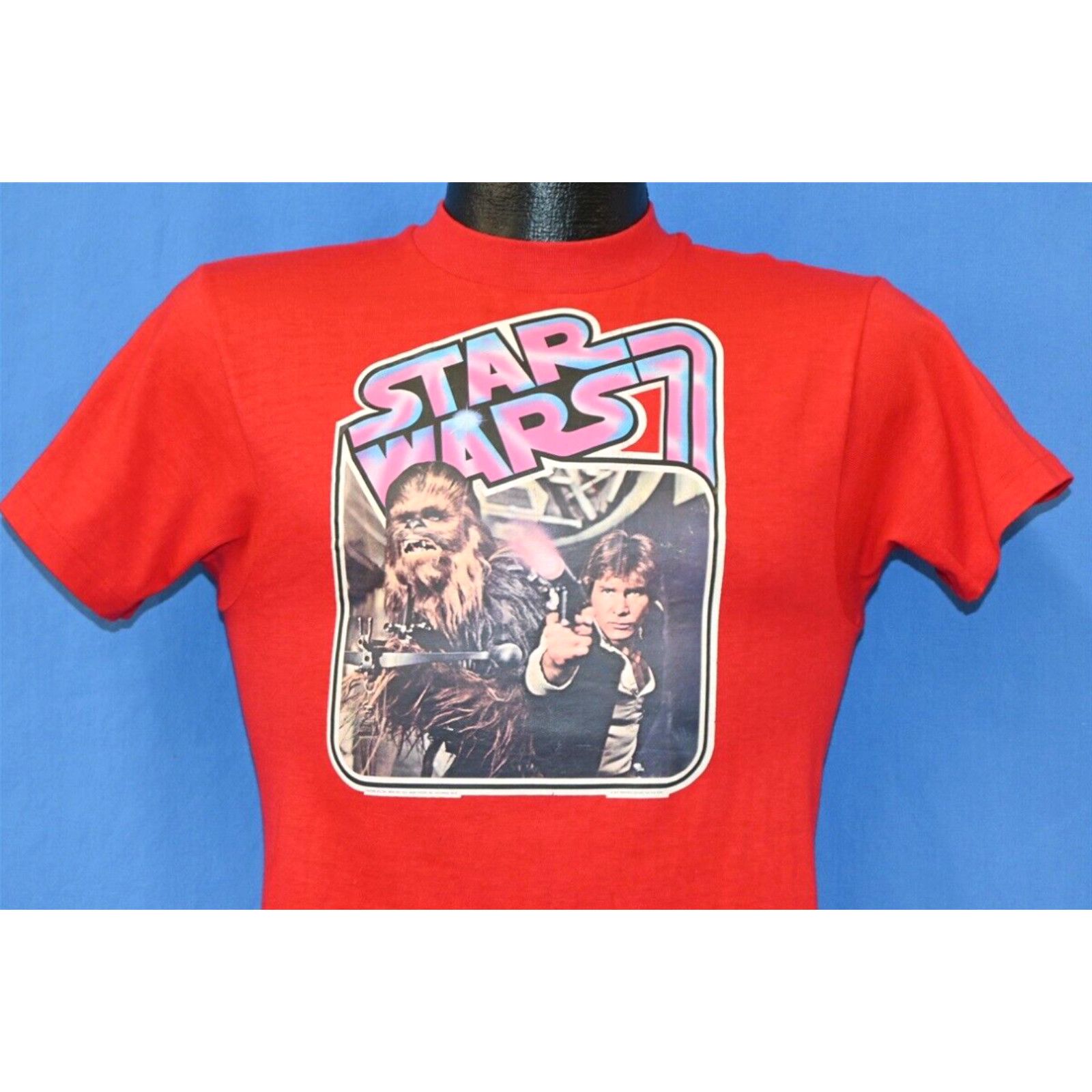 image of Jockey Vintage 70's Star Wars A New Hope Chewbacca Han Solo Sci Fi Film T-Shirt Youth XL in White