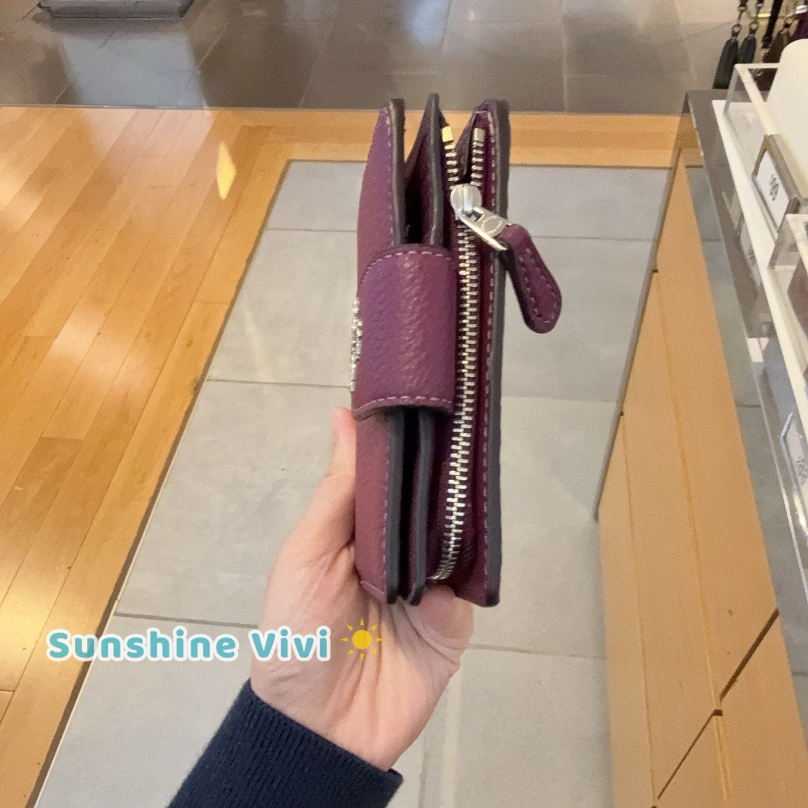 Coach NWT Coach Medium Corner Zip Wallet CBO41 Plum SILVER Size ONE SIZE - 2 Thumbnail