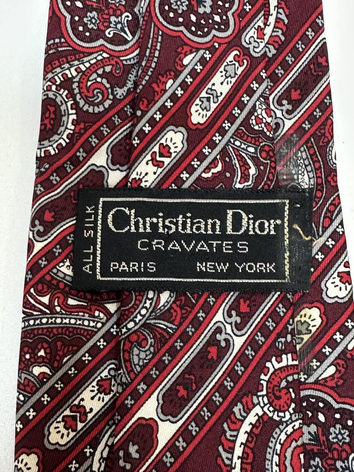 Christian Dior Monsieur Vintage Christian Dior Cravates silk tie burgundy paisley Size ONE SIZE - 3 Thumbnail