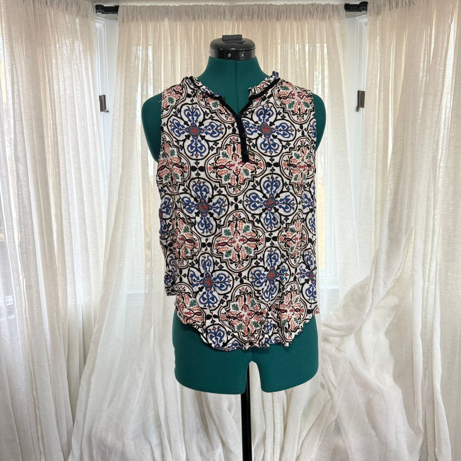 Other Knox Rose Tile Print Sleeveless Blouse | Sz M Size M / US 6-8 / IT 42-44 - 2 Thumbnail