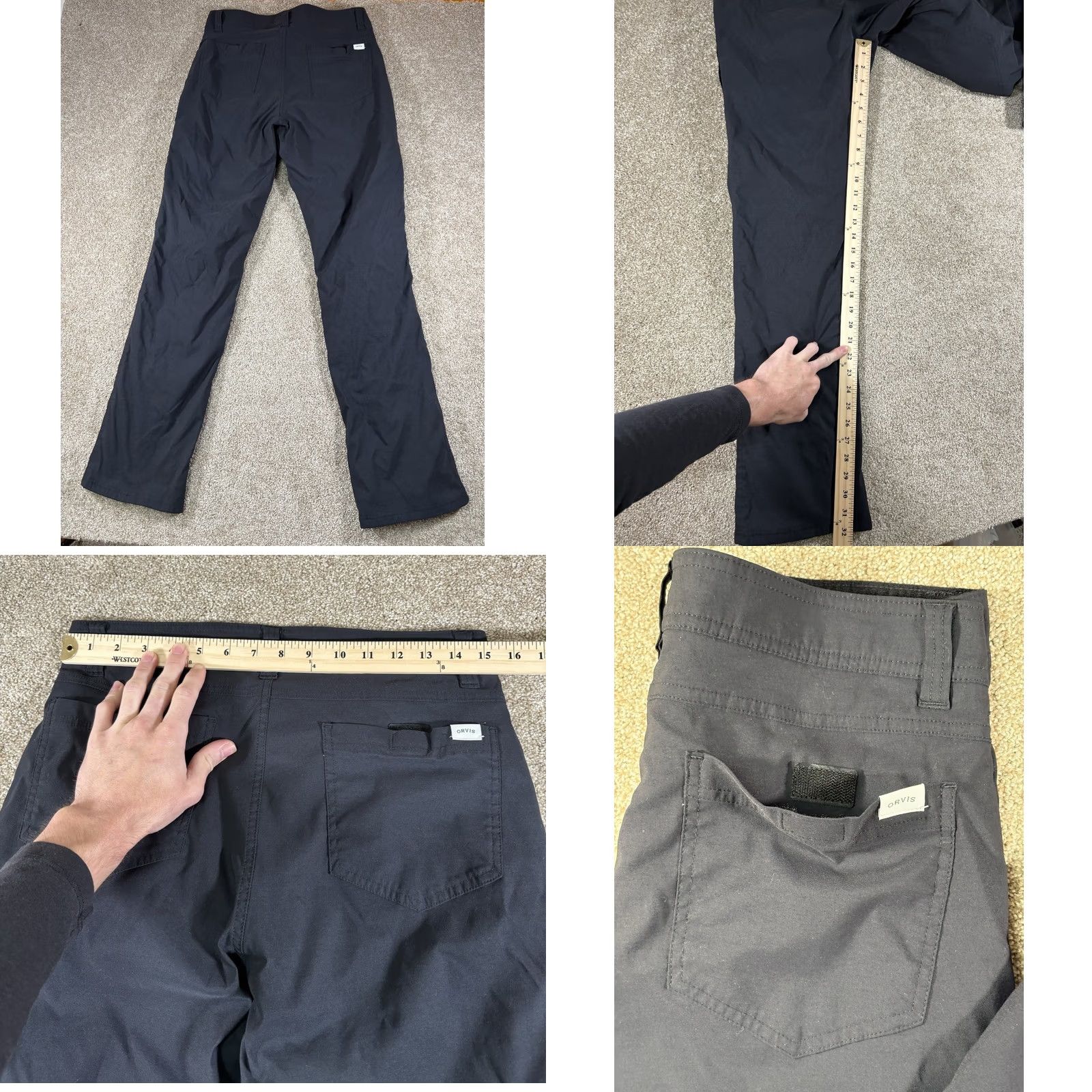 Orvis Orvis Pants Mens 30x32 Tag 30x34 Black Straight Leg Fleece Lined Stretch Size US 30 / EU 46 - 8 Thumbnail