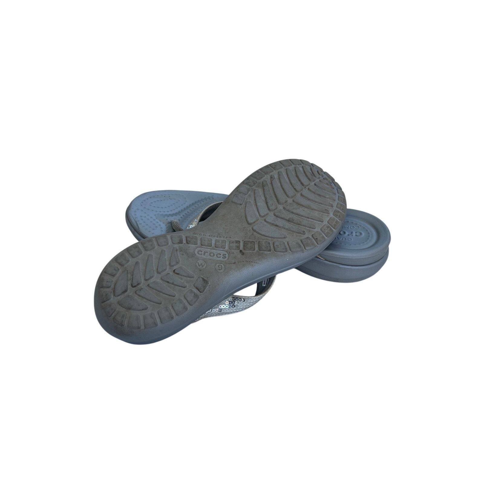 Crocs Womens Crocs Capri V Sequin Flip Flops Sandals Size 9 Silver Size US 9 / IT 39 - 6 Thumbnail