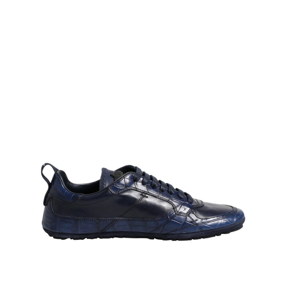 Dolce & Gabbana Dolce & Gabbana Dark Blue Leather Low Top Men Sneakers Shoes Size US 11 / EU 44 - 1 Thumbnail