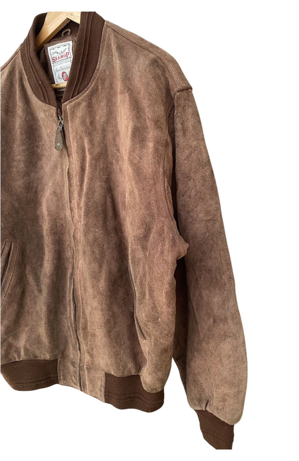 Japanese Brand Seashop Suede Leather Bomber Jacket Size US L / EU 52-54 / 3 - 3 Thumbnail