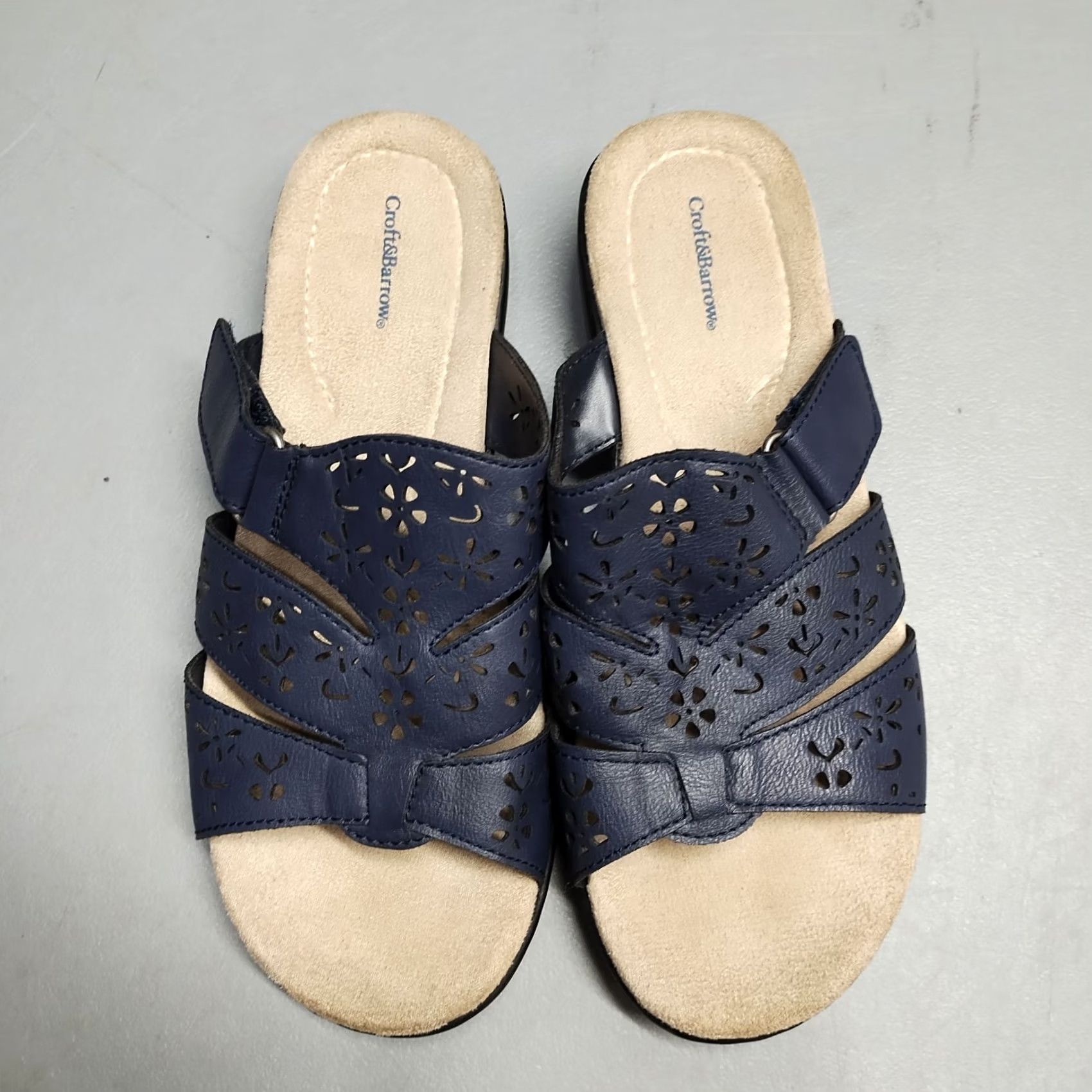 Croft & Barrow Croft & Barrow Slide Sandals Womens US 7.5M Blue Cutout Detail Comfort Slip On Size US 8 / IT 38 - 6 Thumbnail