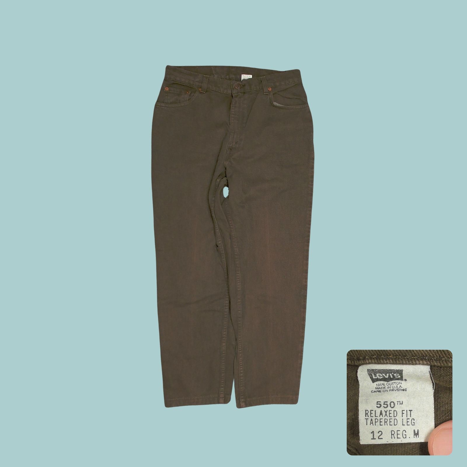 Levi's Vintage 1998 Levis 550 Custom Dyed Green 32x28 Size 34" / US 12 / IT 48 - 1 Thumbnail