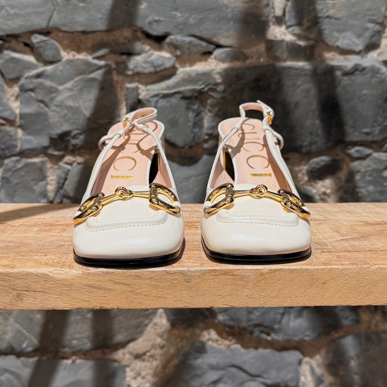 Gucci Gucci Ivory Horsebit Slingback Block Heels Pumps Size US 8 / IT 38 - 2 Thumbnail