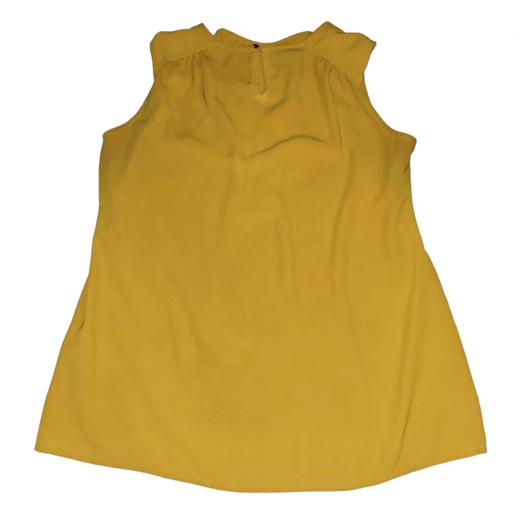 Vintage Apostrophe Blouse Top Sleeveless Women's S Ruffle Accent Crew Neck Pullover Back Button Mustard Yellow Polyester Size S / US 4 / IT 40 - 6 Thumbnail