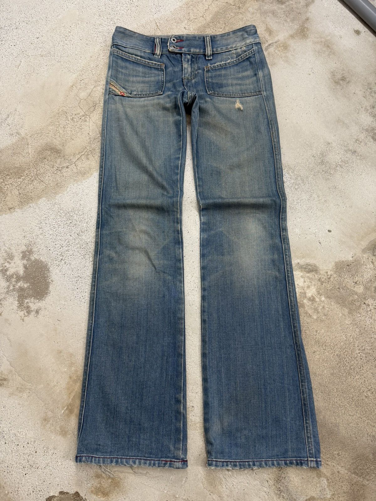 Diesel Diesel Industry Distressed Flare Bell Bottom Denim Pants Size 24" / US 00 / IT 34 - 1 Thumbnail