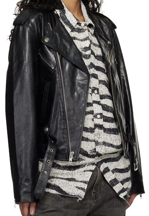 R13 R13 CREWNECK DISTRESSED LEATHER MOTO JACKET - NEW WITH TAGS Size M / US 6-8 / IT 42-44 - 10 Thumbnail