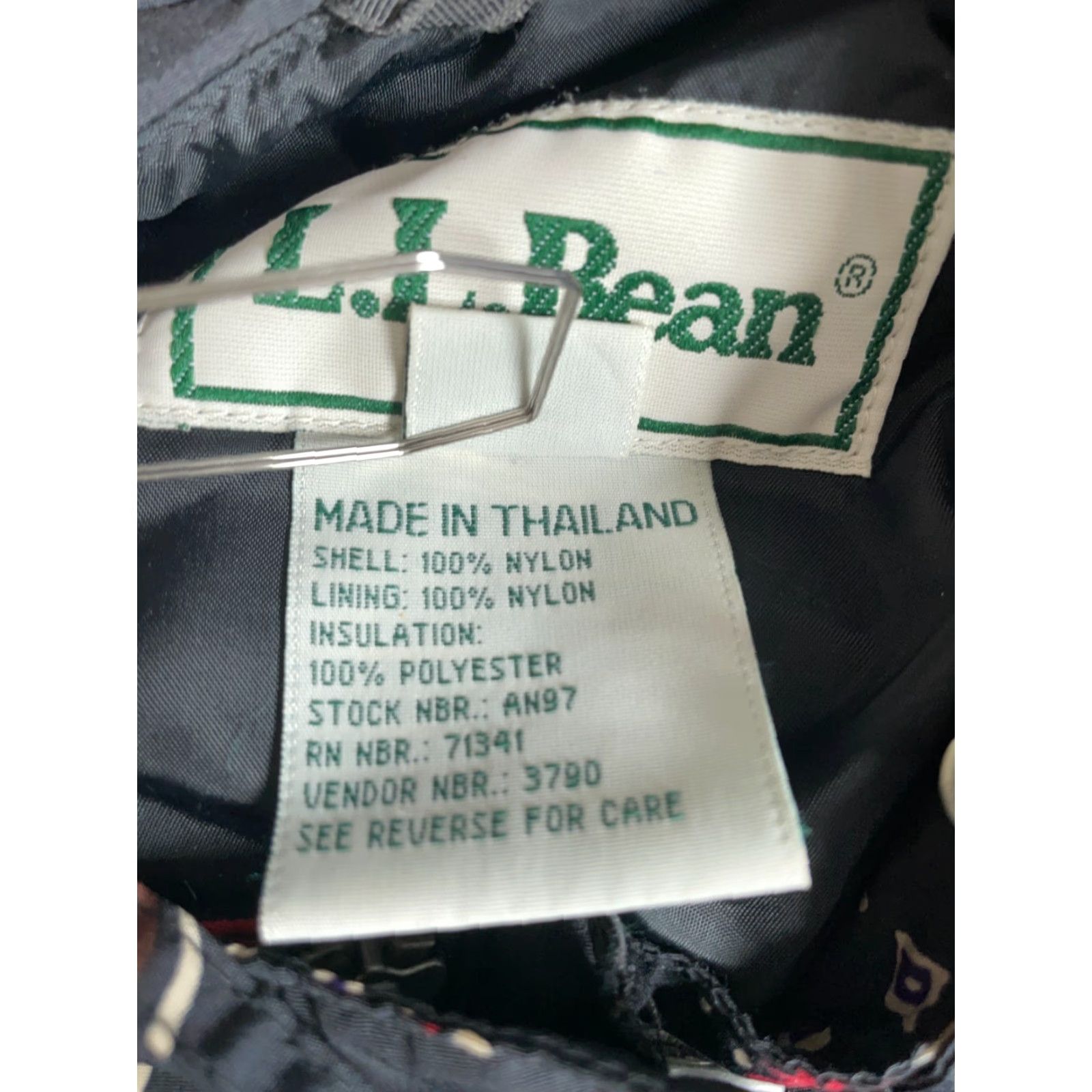 Vintage L.L. Bean Jacket Women's Large Black 1/4 Zip Hooded Anorak Geometric Nylon Size L / US 10 / IT 46 - 4 Thumbnail