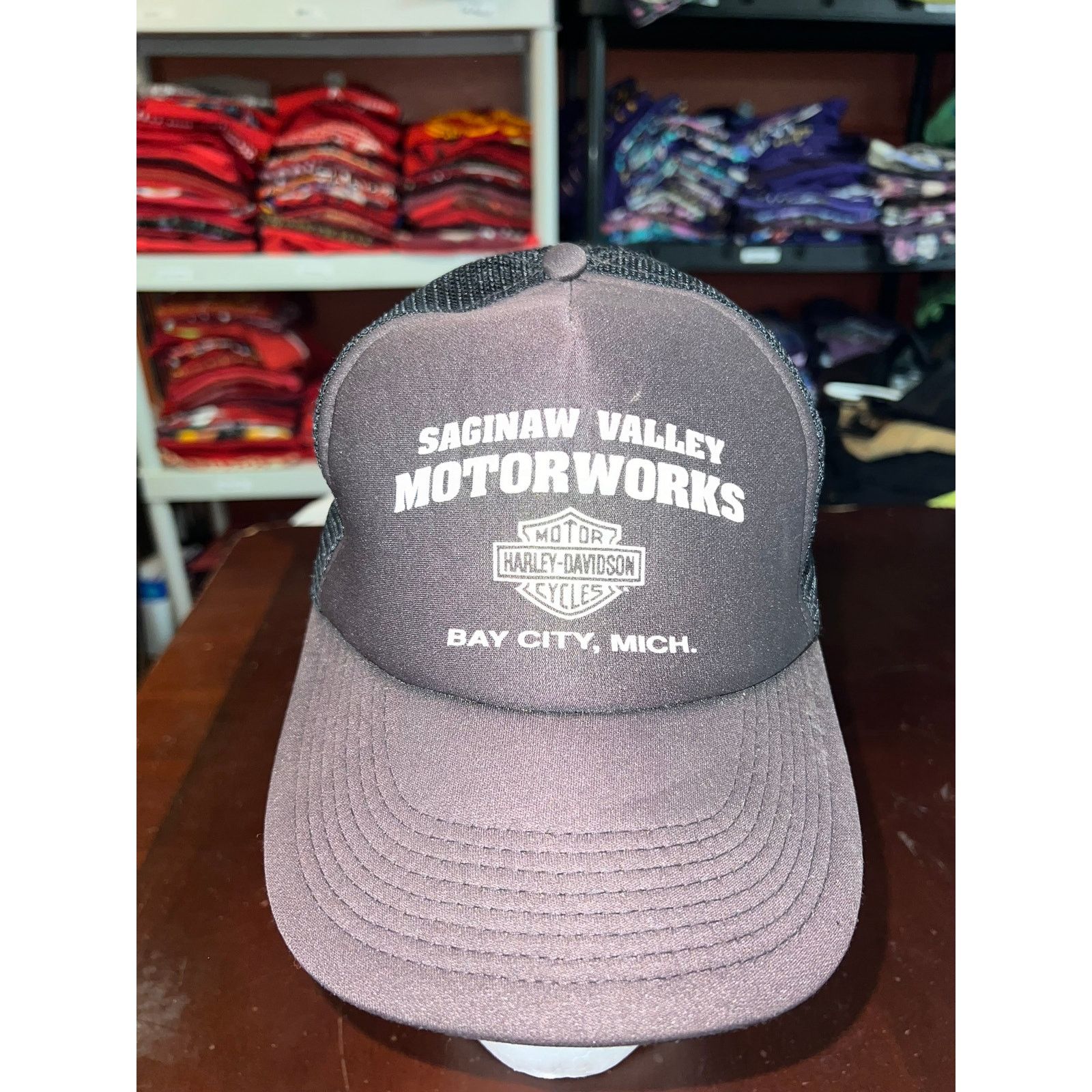 Vintage Vintage Harley Davidson Trucker Hat Saginaw Valley Cap VTG Size ONE SIZE - 2 Thumbnail