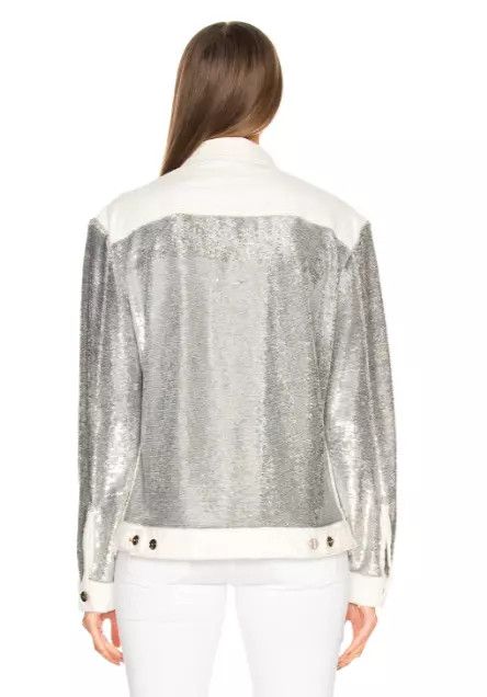 Iro Iro "Nanopo" frayed Denim Jacket Sequined Sleeves and Back. Size M / US 6-8 / IT 42-44 - 4 Thumbnail