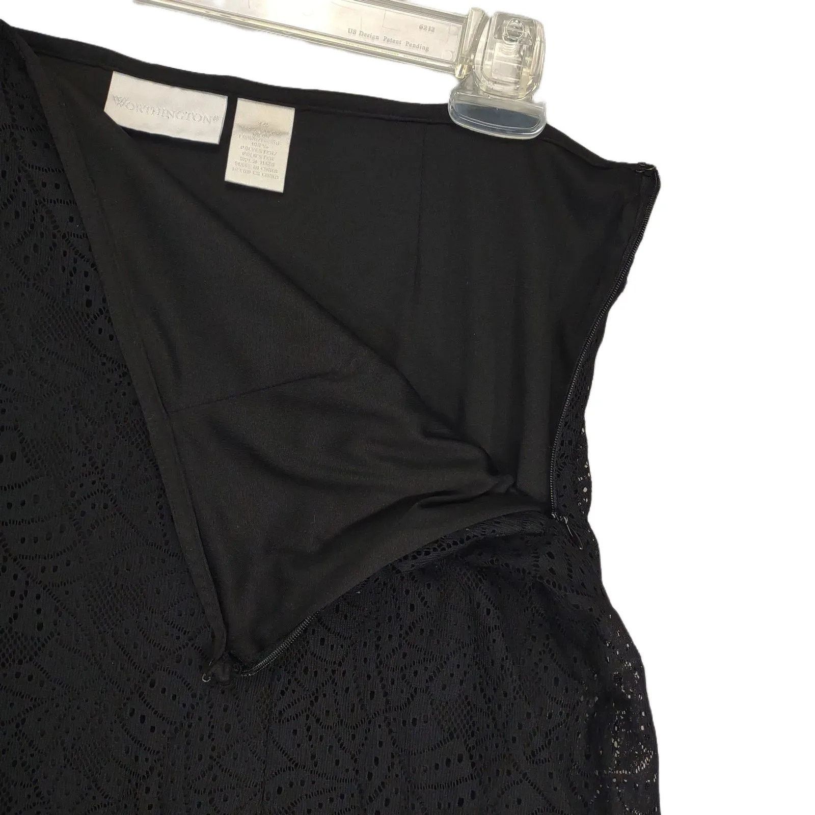 Worthington Worthington Women's 14 Black Lace Leaves A-Line Midi Skirt Size 36" / US 14 / IT 50 - 4 Thumbnail