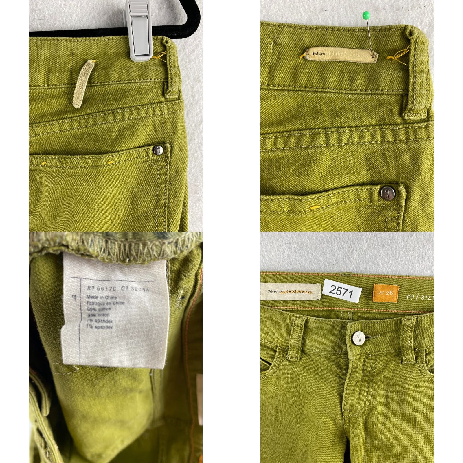 Vintage Pilcro and the Letterpress Jeans Womens 26 Green Stet Fit Skinny Stretch Denim Jeans Size 26" / US 2 / IT 38 - 11 Thumbnail