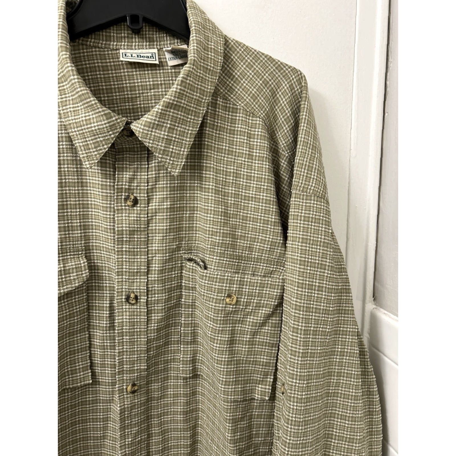 Vintage VINTAGE LL Bean Shirt Mens XL Green Plaid Button Down Pockets Outdoor L/S Knit? Size US XL / EU 56 / 4 - 4 Thumbnail