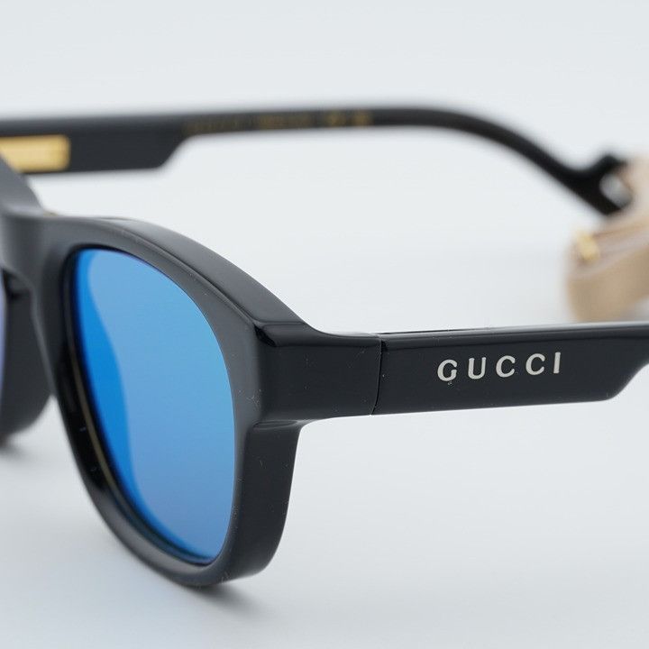 Gucci Gucci GG1238S 002 Sunglasses Black Square Frame, Blue Lenses Size ONE SIZE - 7 Thumbnail
