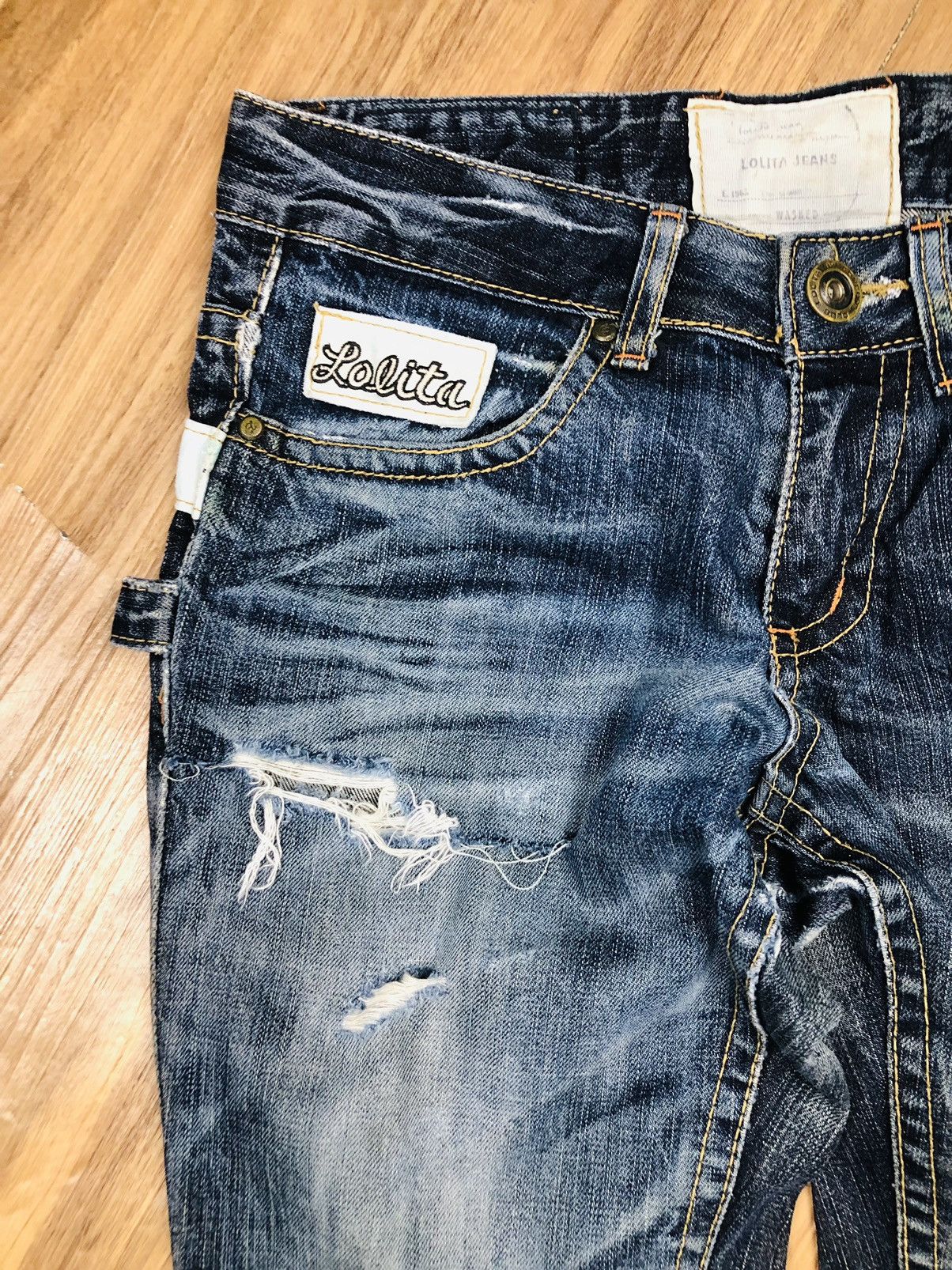 If Six Was Nine Lolita Jeans Y2K Distressed Bootcut/Flare Denim (Rare) (40) Size 32" / US 10 / IT 46 - 5 Thumbnail