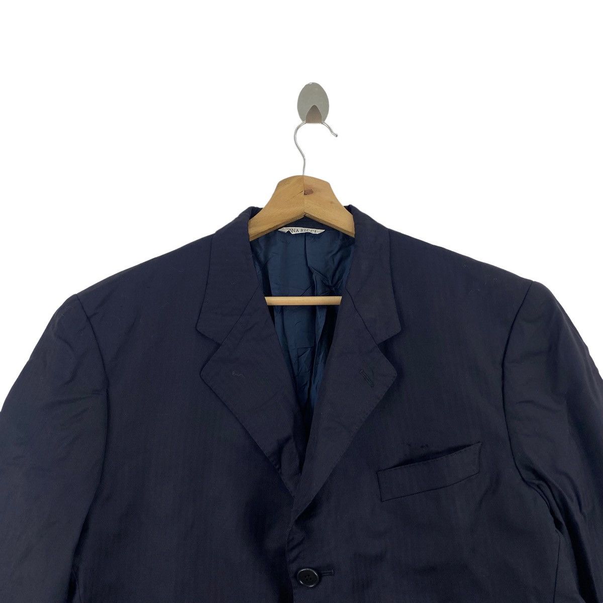 Vintage Vintage NINA RICCI Plain Navy Blazer Coat Size US M / EU 48-50 / 2 - 2 Thumbnail