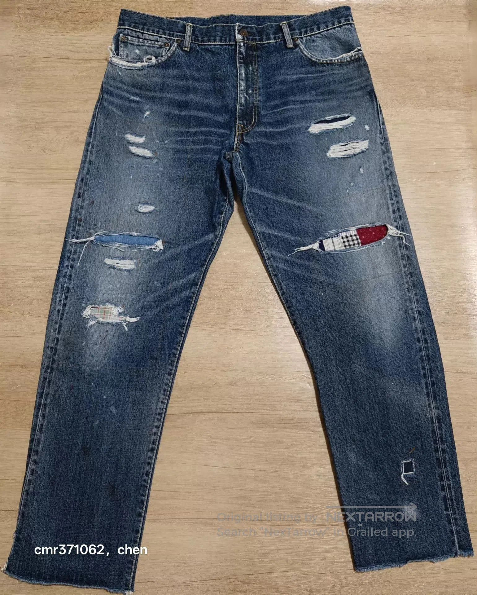 Visvim Blue Distressed Denim Jeans with Patch Details. Size US 36 / EU 52 - 1 Thumbnail