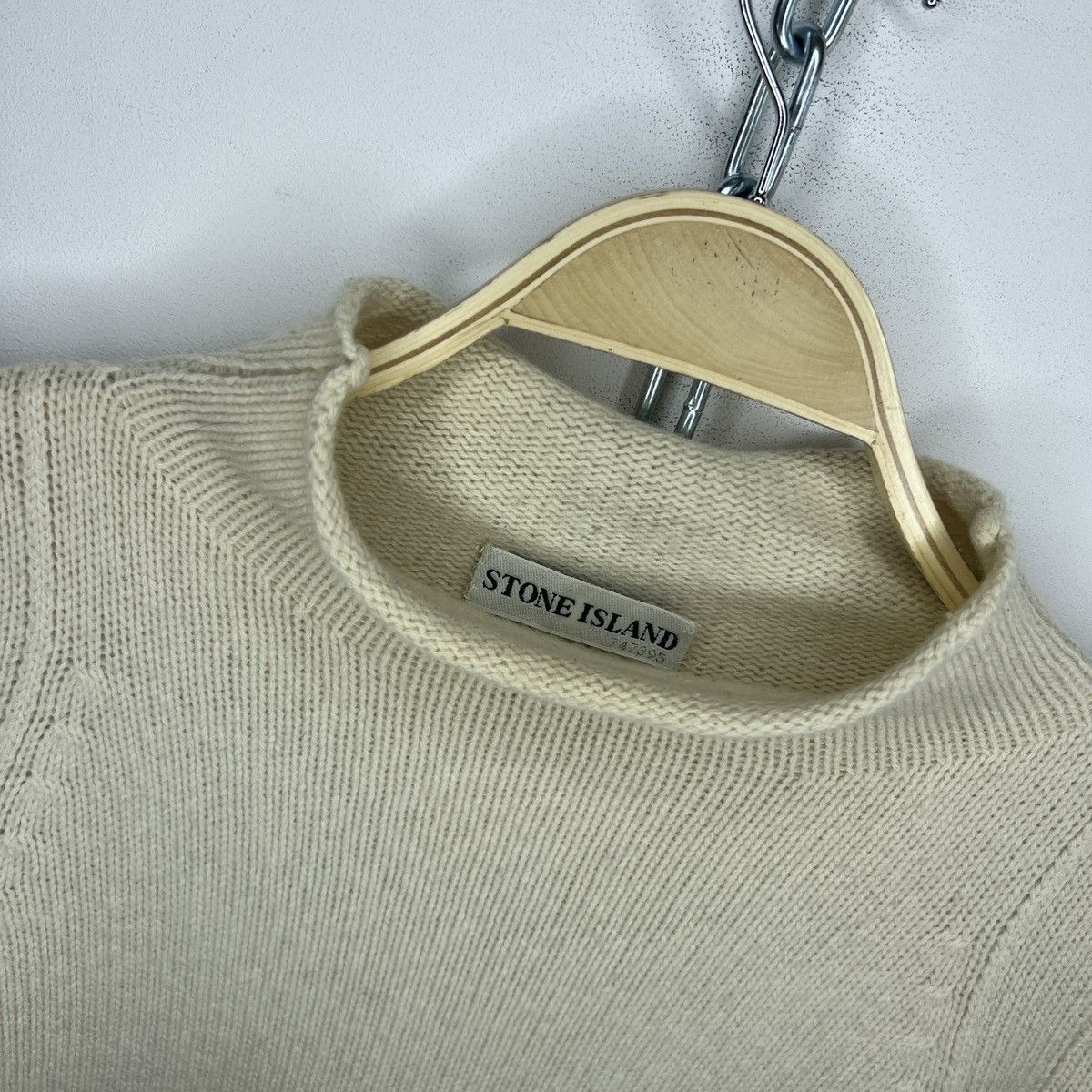 Stone Island Vintage Stone Island Jumper Sweater Knit Wool Beige Badge Size US M / EU 48-50 / 2 - 7 Thumbnail