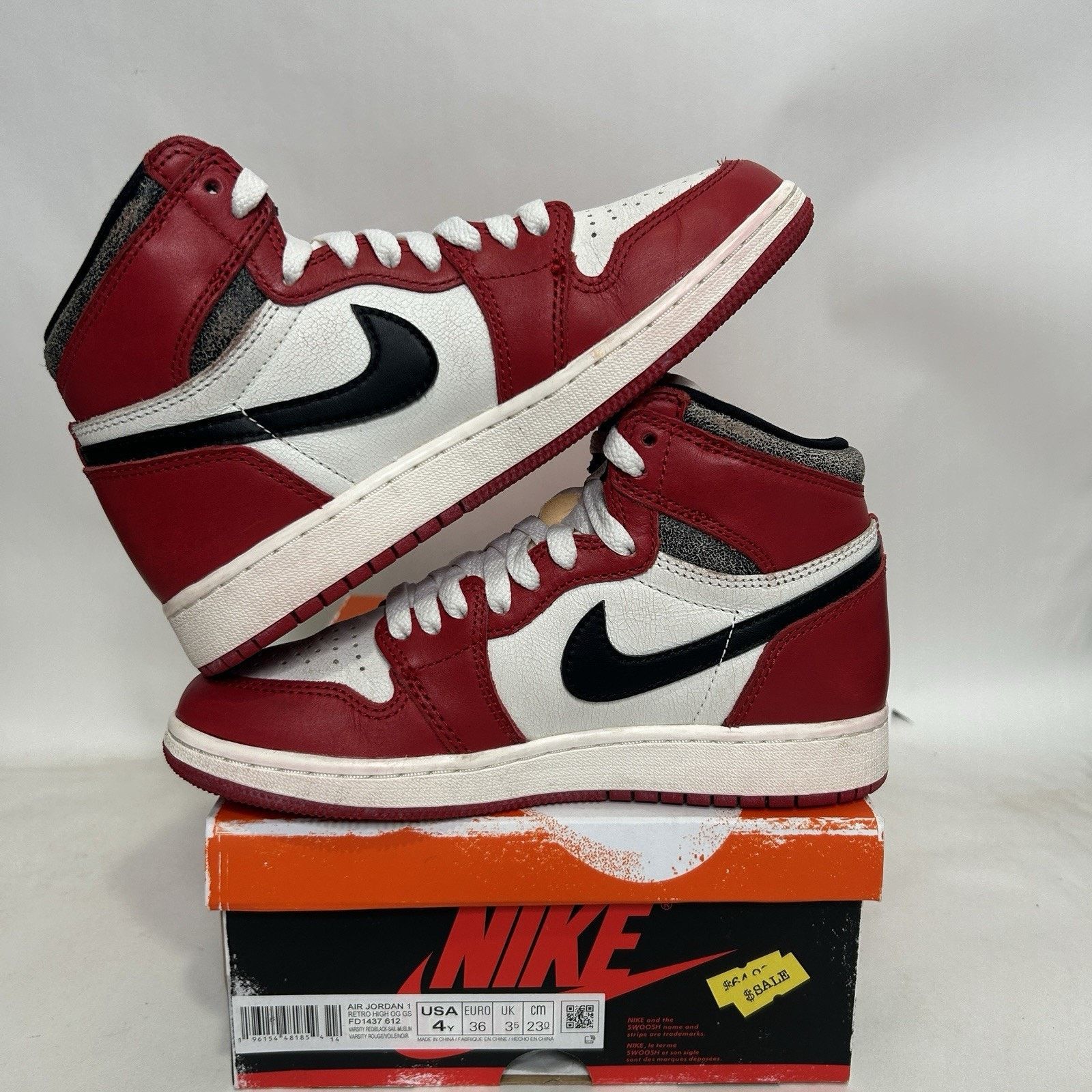 Jordan Brand Nike Air Jordan 1 Retro High GS “Chicago/Lost and Found” Size US 5.5 / IT 35.5 - 3 Thumbnail