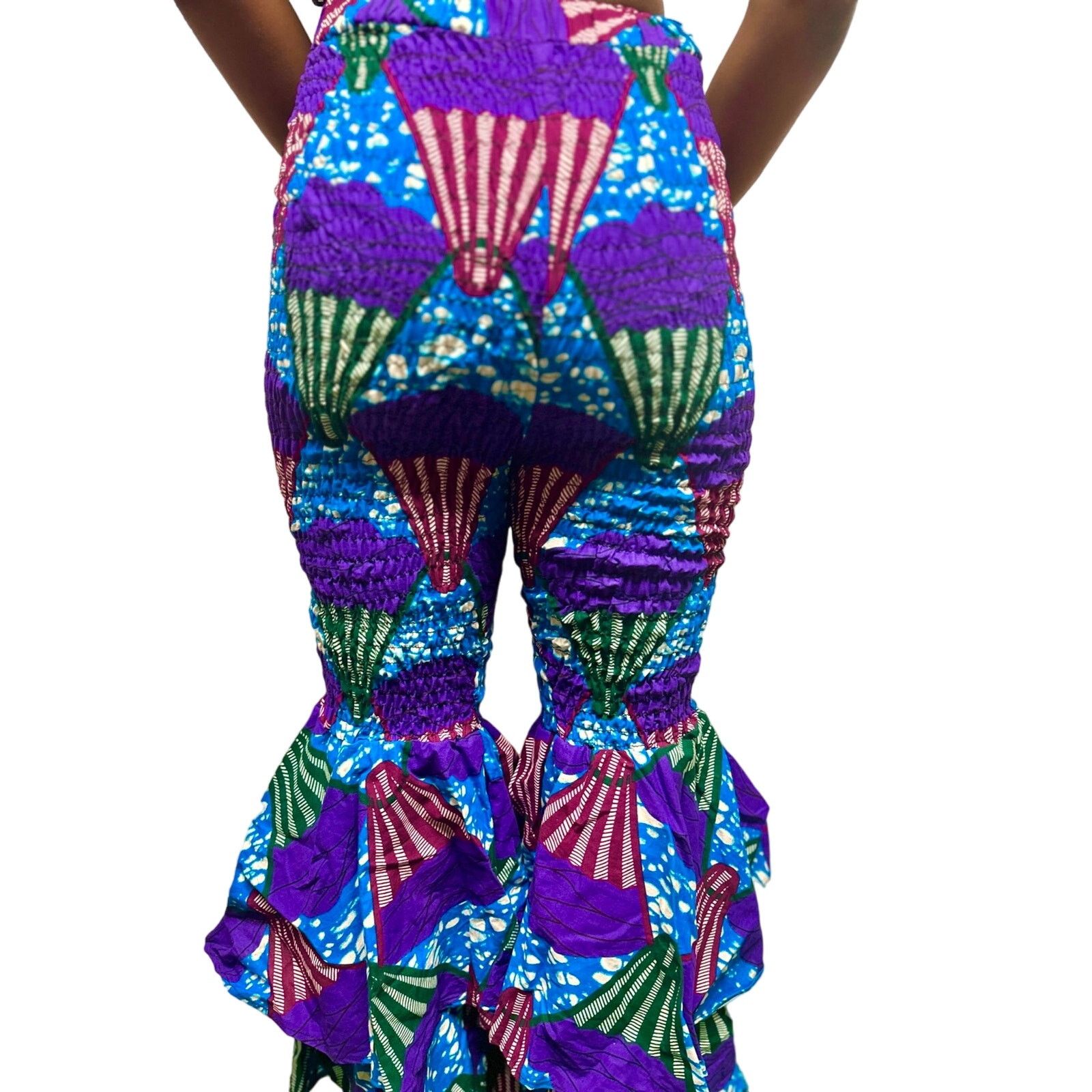 Other Purple 70s flare ruffle african print pants Size 28" / US 6 / IT 42 - 3 Thumbnail