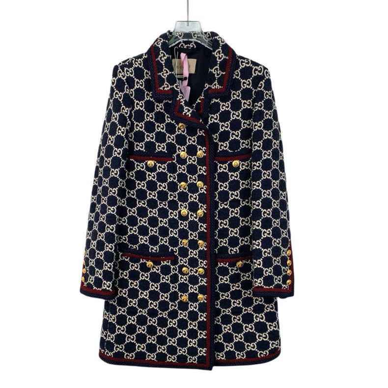 Gucci Gucci Deep Blue Logo Print Double-Breasted Coat - dmc Size US XS / EU 42 / 0 - 1 Thumbnail
