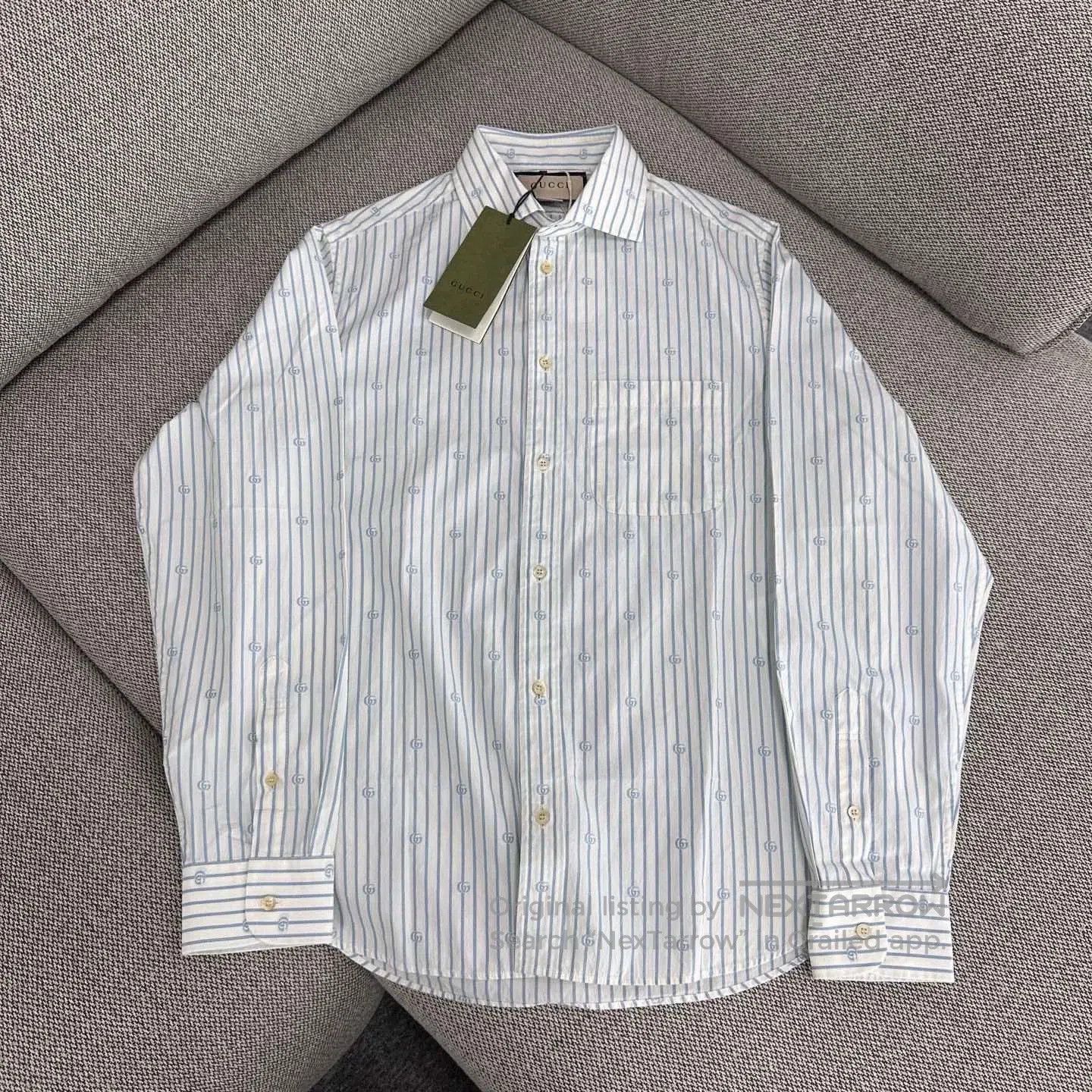 Gucci Gucci White Logo Stripe Long Sleeve Shirt. Size US S / EU 44-46 / 1 - 1 Thumbnail