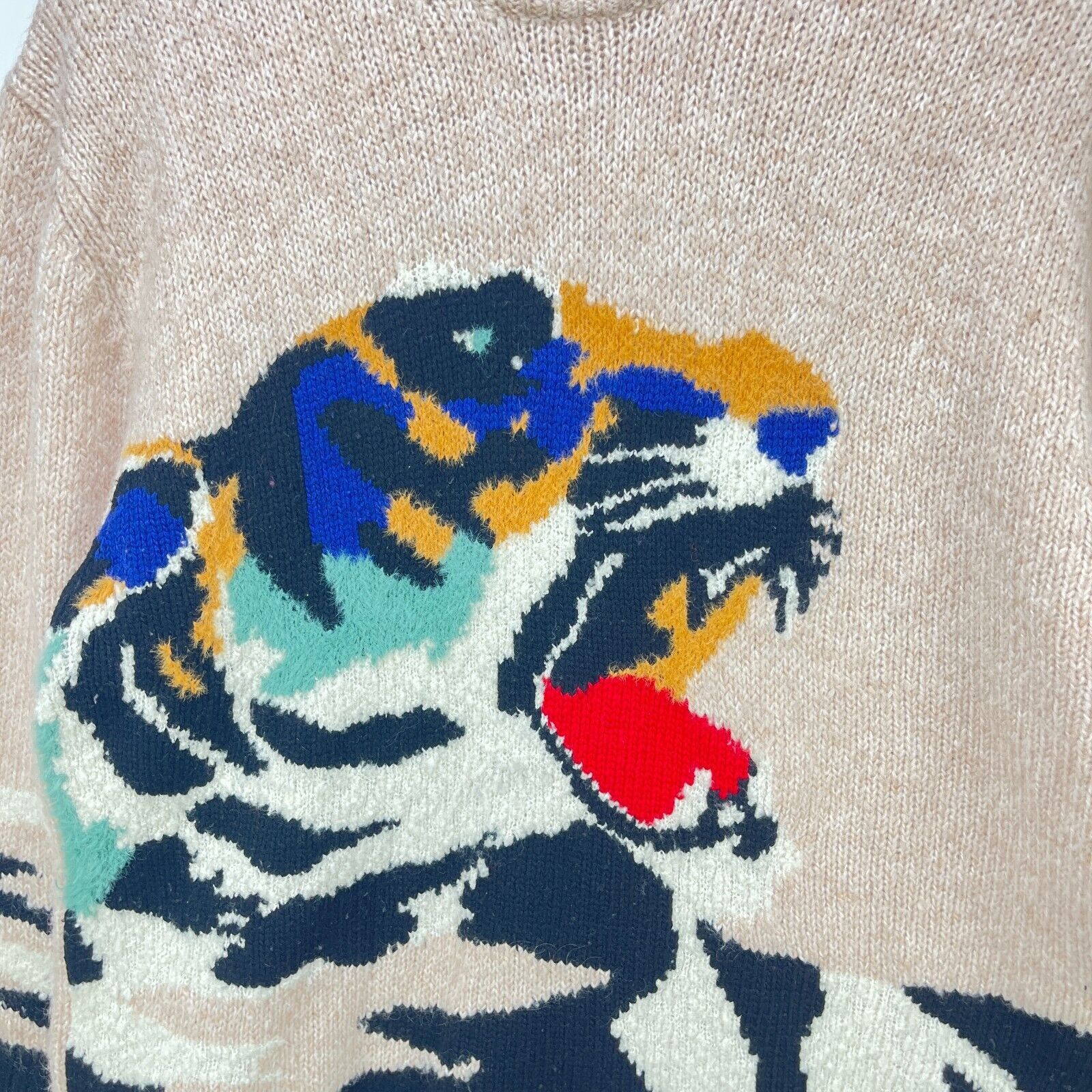 Kenzo × Vintage Kenzo Sweater Medium Tiger Knit Jumper Dress Women's Medium Size M / US 6-8 / IT 42-44 - 2 Thumbnail