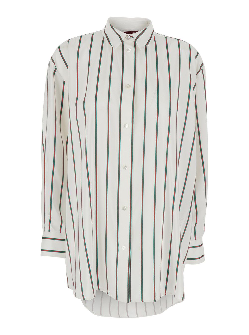 Gucci White Shirt with Classic Collar and All-Over Web Motif In Jacquard Silk for Women Size M / US 6-8 / IT 42-44 - 1 Thumbnail