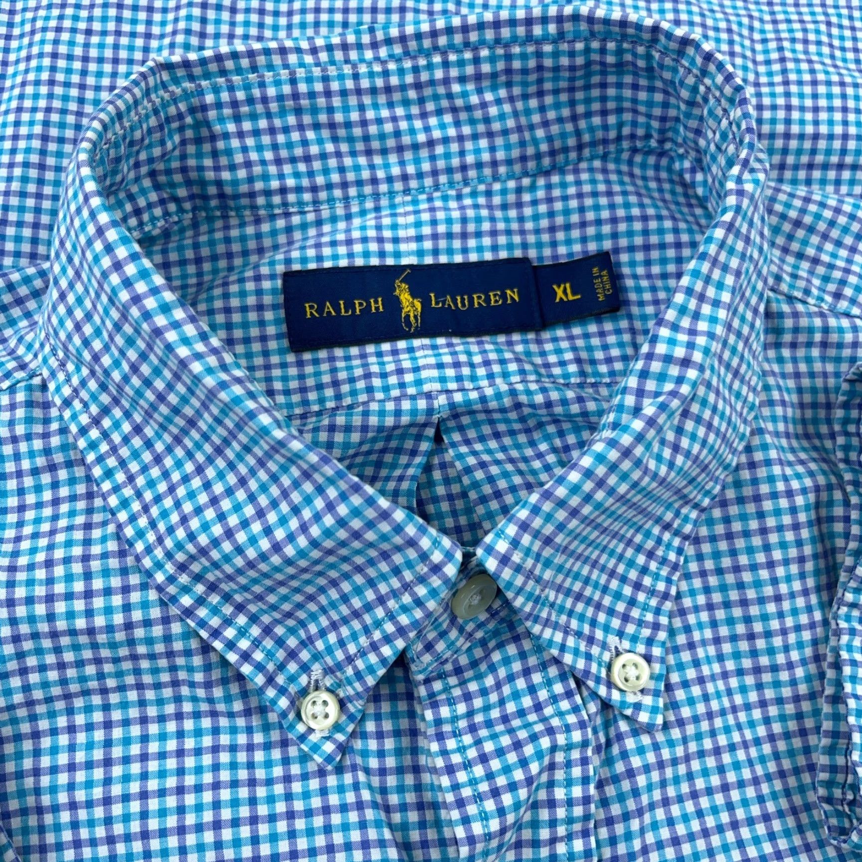 Ralph Lauren Ralph Lauren Shirt Men XL Blue Purple Button Up Tattersall Plaid Poplin Dress LS Size 46R - 5 Thumbnail