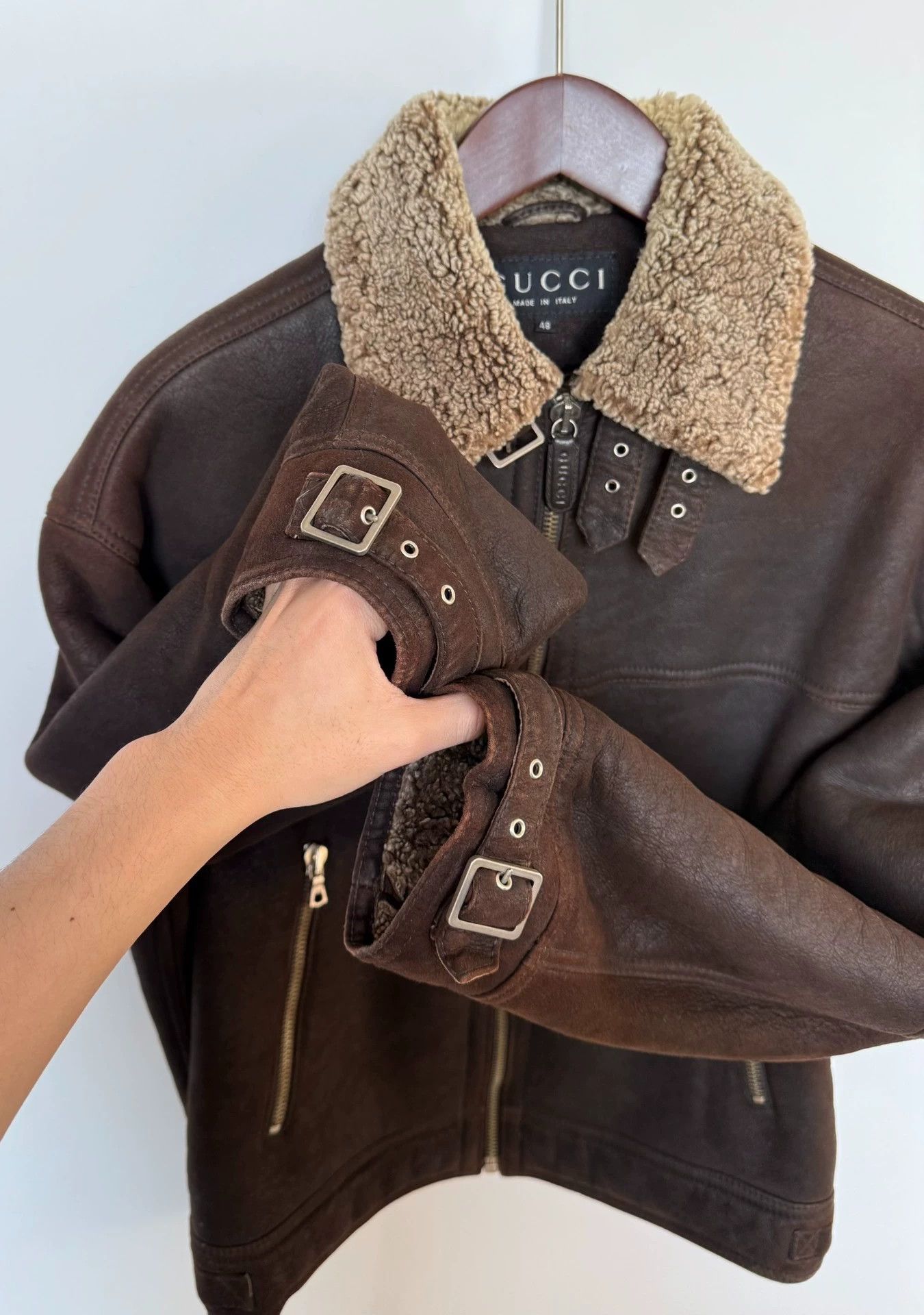 Gucci Gucci Brown Suede Shearling Jacket Tom Ford Era 48 Size US M / EU 48-50 / 2 - 3 Thumbnail