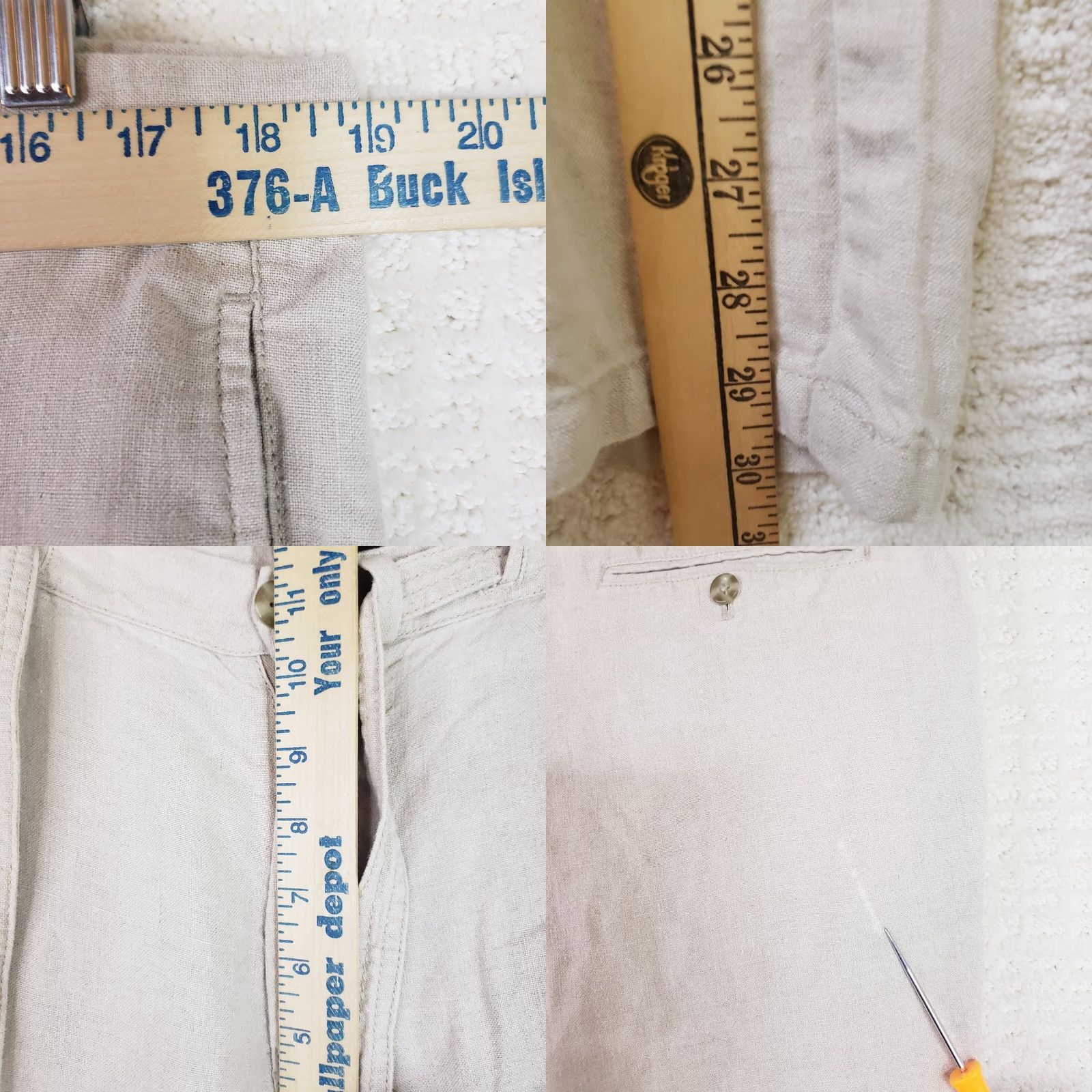 Vintage Black Brown 1826 Pants Beige Linen 36x30 Mens Relaxed Straight Pockets Drawstring Beach Casual 100% Linen Size US 36 / EU 52 - 10 Thumbnail
