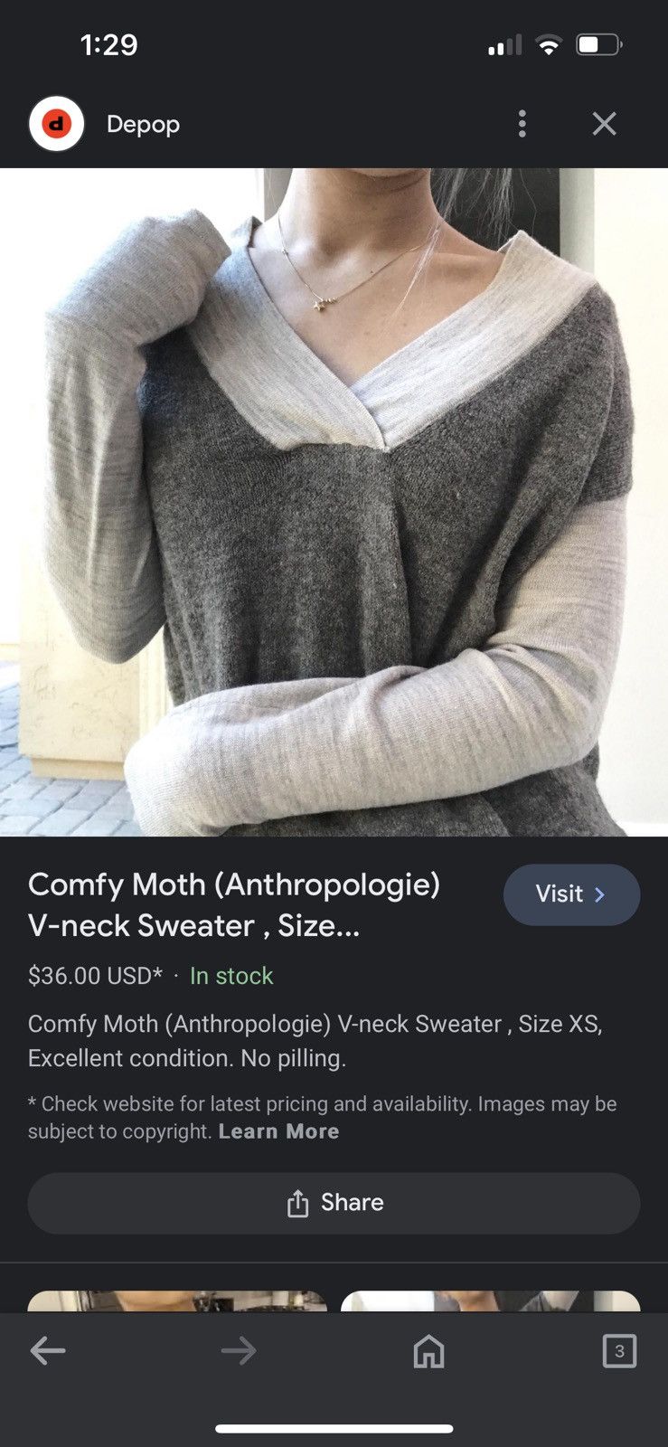 Anthropologie Anthropologie Moth Vneck Soft Boulders Wool Alpaca Pullover Size XS / US 0-2 / IT 36-38 - 11 Thumbnail