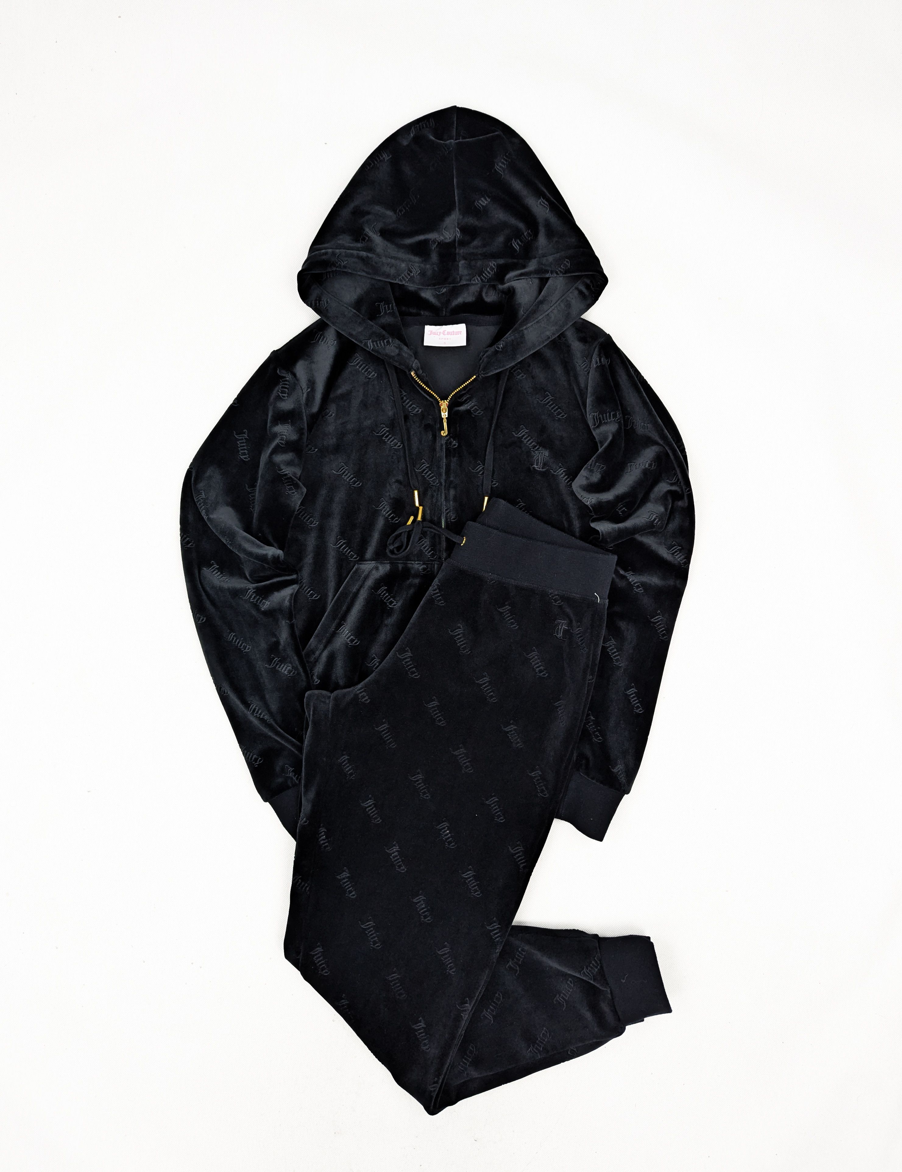 Juicy Couture Juicy Couture black velour monogram set tracksuit S Size S / US 4 / IT 40 - 1 Thumbnail