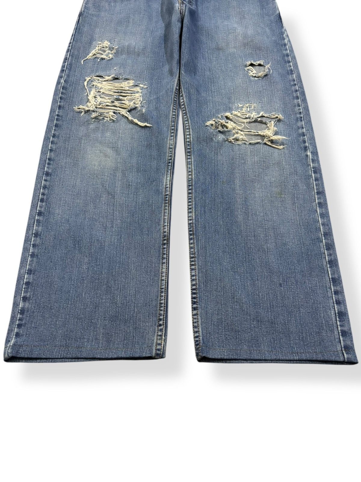 Japanese Brand Vintage Japanese Brand Blue Wash Baggy Distressed Jeans Size US 33 - 6 Thumbnail