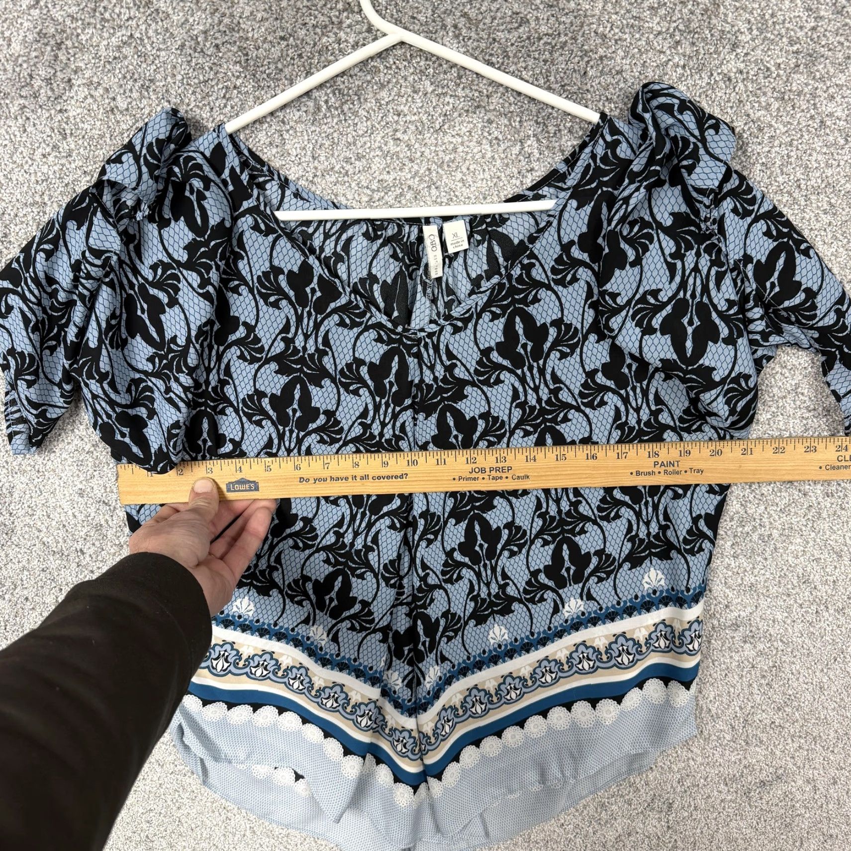 Vintage Cato Blouse Shirt Kimono 3/4 Sleeve XL Blue Floral V-Neck Lightweight Boho Casual Pullover Womens Size XL / US 12-14 / IT 48-50 - 6 Thumbnail