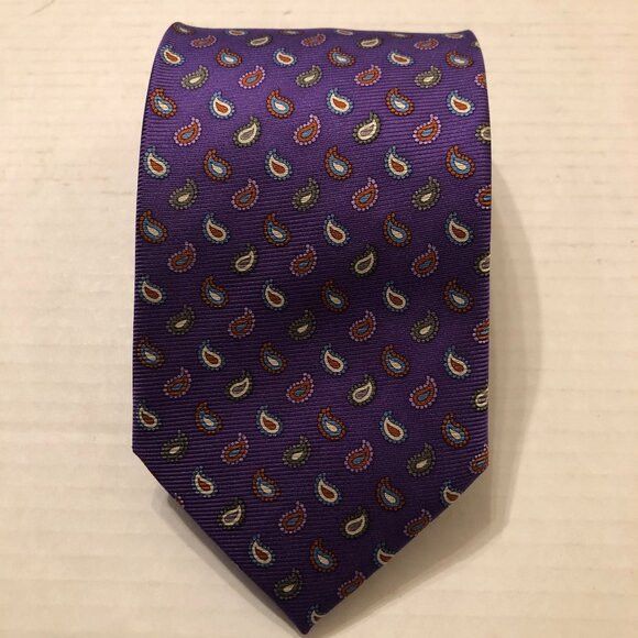 Jos. A. Bank jos.a.bank men's new purple 100%silk tie 3 3/4" X 59 1/2" Size ONE SIZE - 1 Thumbnail