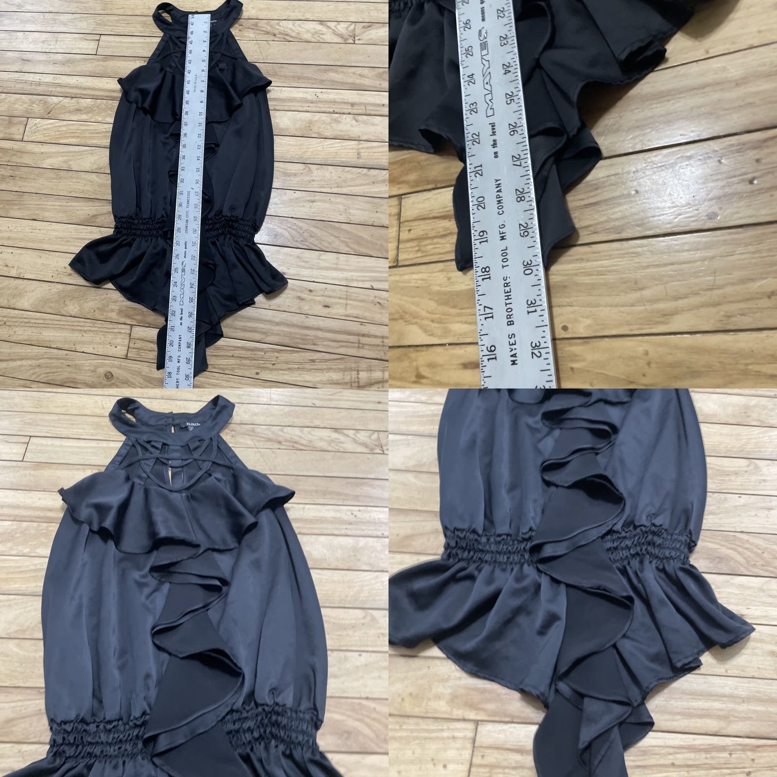 XOXO VINTAGE XOXO Blouse Shirt Women L Black Satin Sheer Ruffle Halter Top Fairy Grunge Romantic 90s Style Seasonal Black Womens Size L / US 10 / IT 46 - 9 Thumbnail
