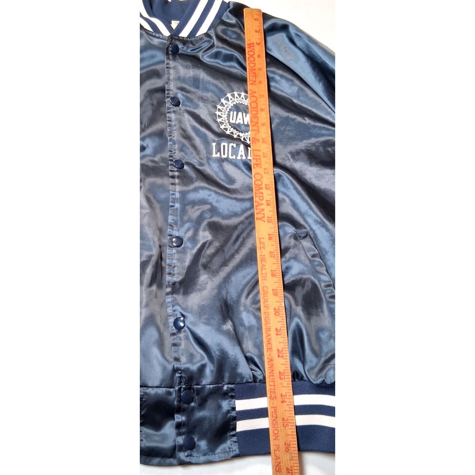 Vintage VINTAGE UAW Local 6 Satin Bomber Jacket XL Blue Labor Union Snap Up Mens Breeches? Size US XL / EU 56 / 4 - 5 Thumbnail