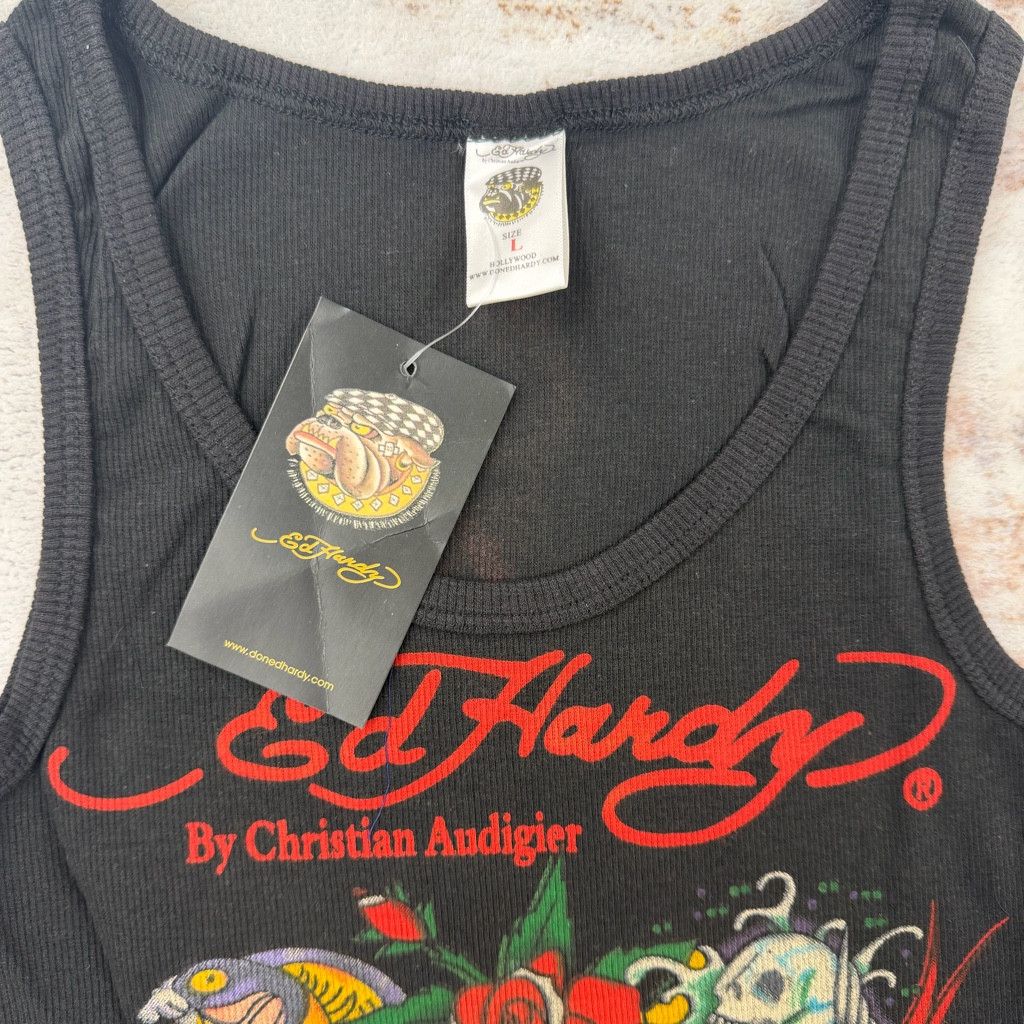 Ed Hardy 2000s Vintage Ed Hardy by Christian Audigier Tank Tops L Size L / US 10 / IT 46 - 4 Thumbnail